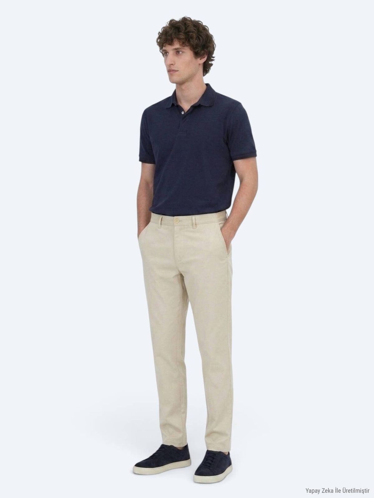 Beige gewebte Freizeithose in regulärer Passform