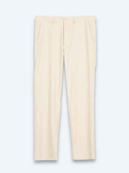 Beige gewebte Freizeithose in regulärer Passform