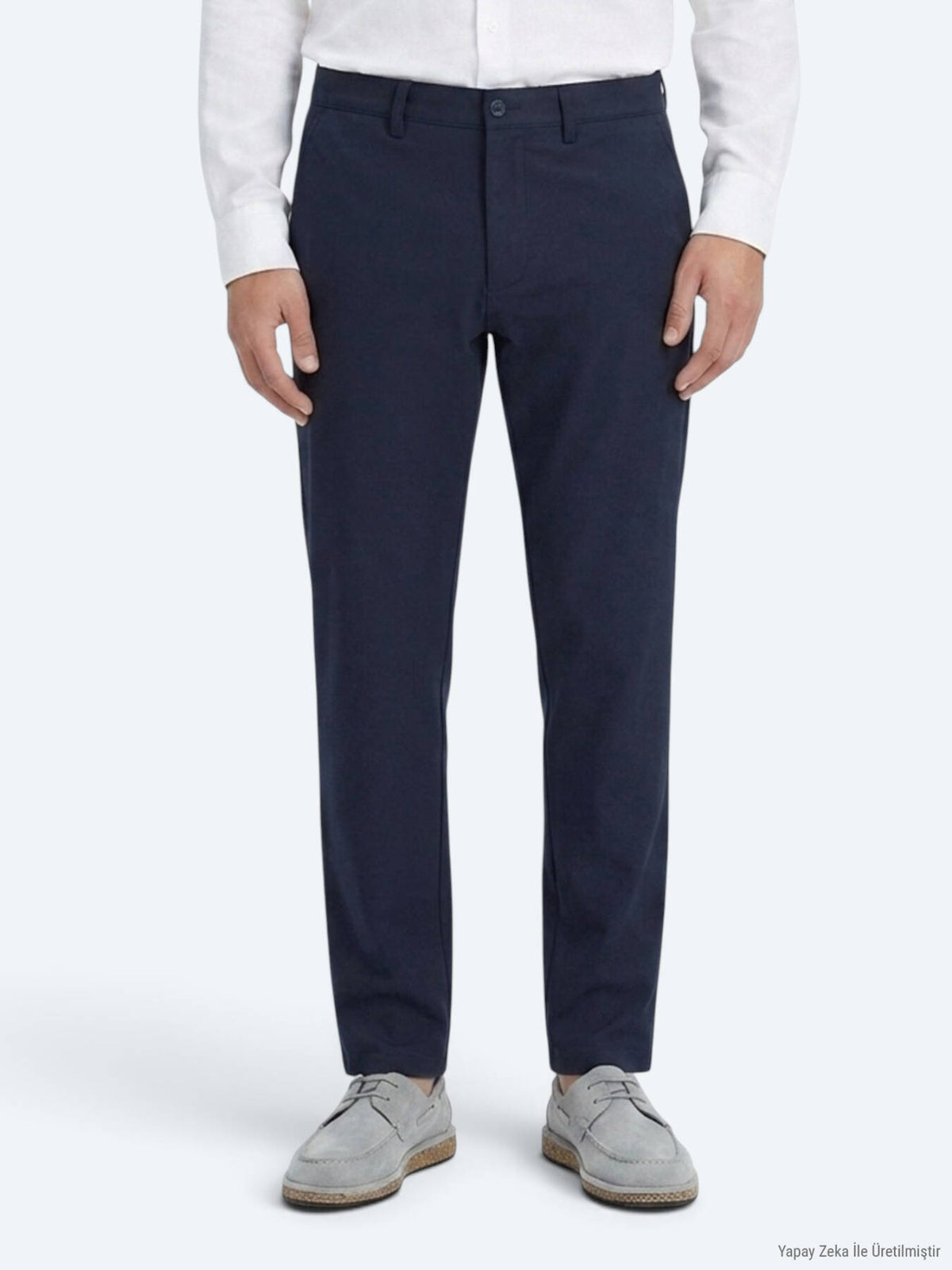 Marineblaue, gewebte Freizeithose in regulärer Passform