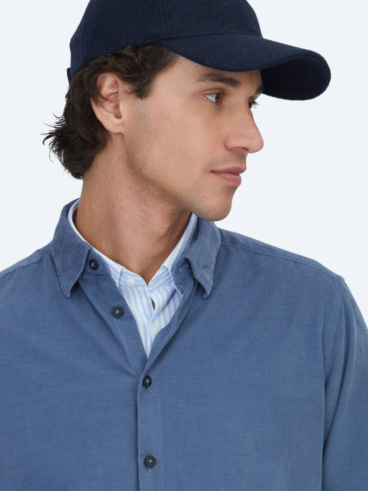 Blau Gestreiftes Regular Fit Casual Hemd 100% Baumwolle