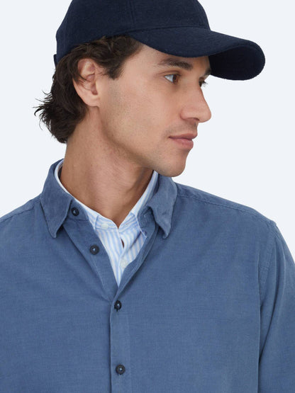 Blau Gestreiftes Regular Fit Casual Hemd 100% Baumwolle