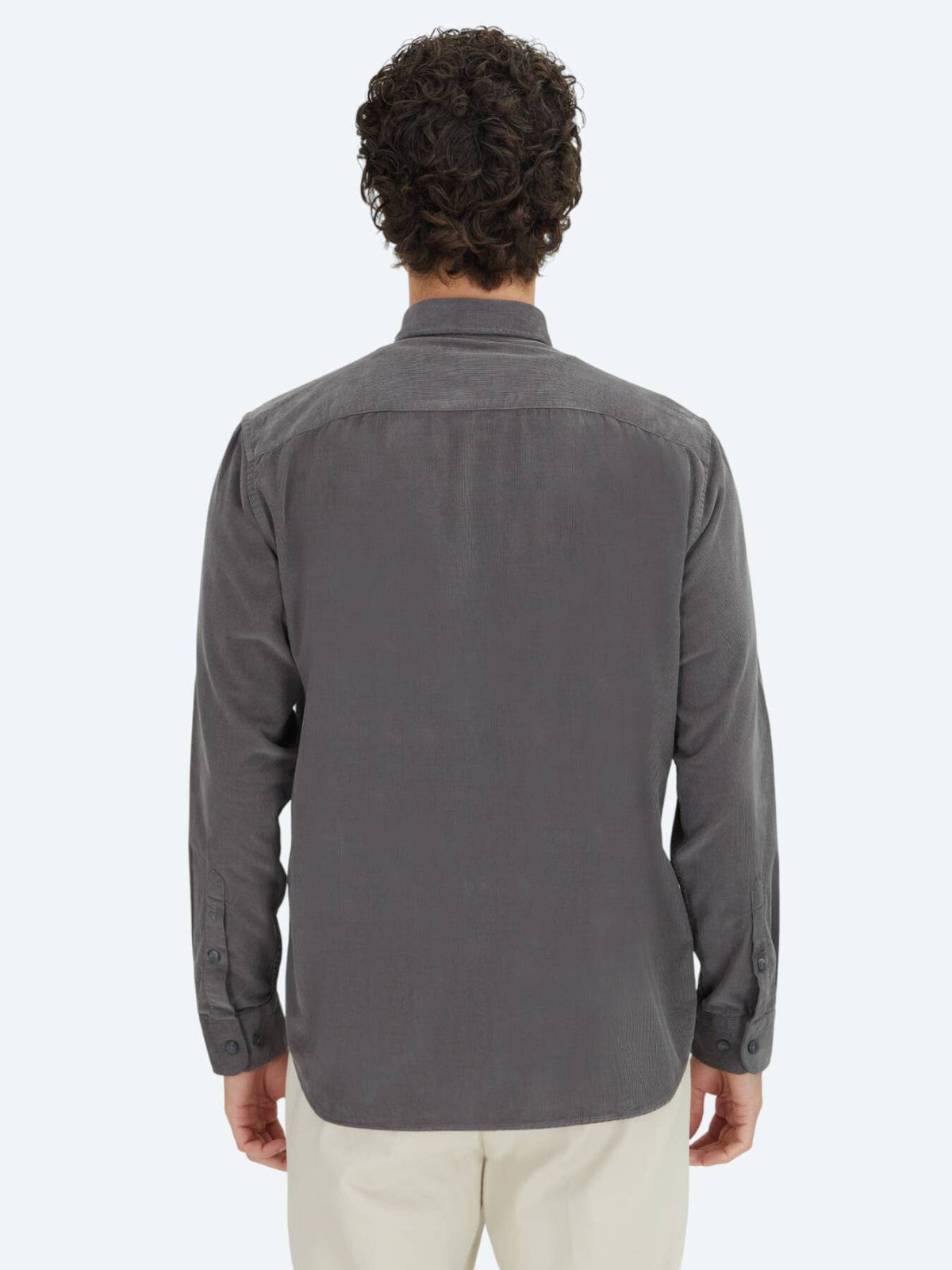 Grau Gestreiftes Regular Fit Casual Hemd 100% Baumwolle