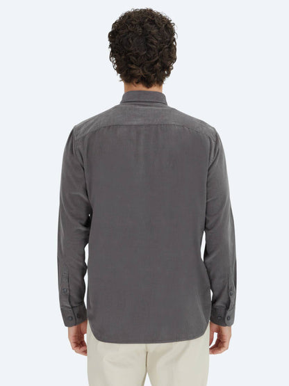 Grau Gestreiftes Regular Fit Casual Hemd 100% Baumwolle