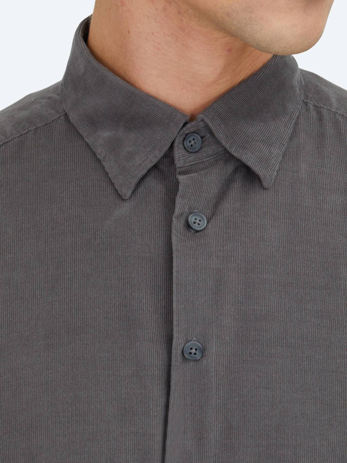 Grau Gestreiftes Regular Fit Casual Hemd 100% Baumwolle