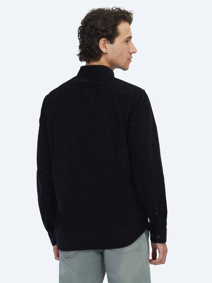 Schwarz Gestreiftes Regular Fit Casual Hemd 100% Baumwolle