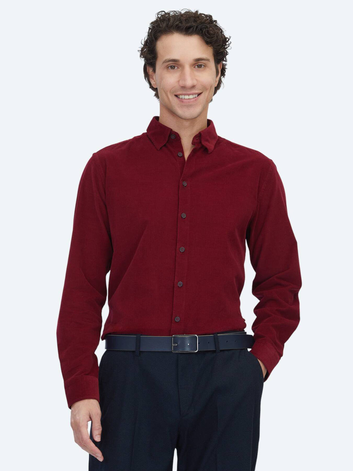 Rot gestreiftes Regular Fit Casual Hemd 100% Baumwolle