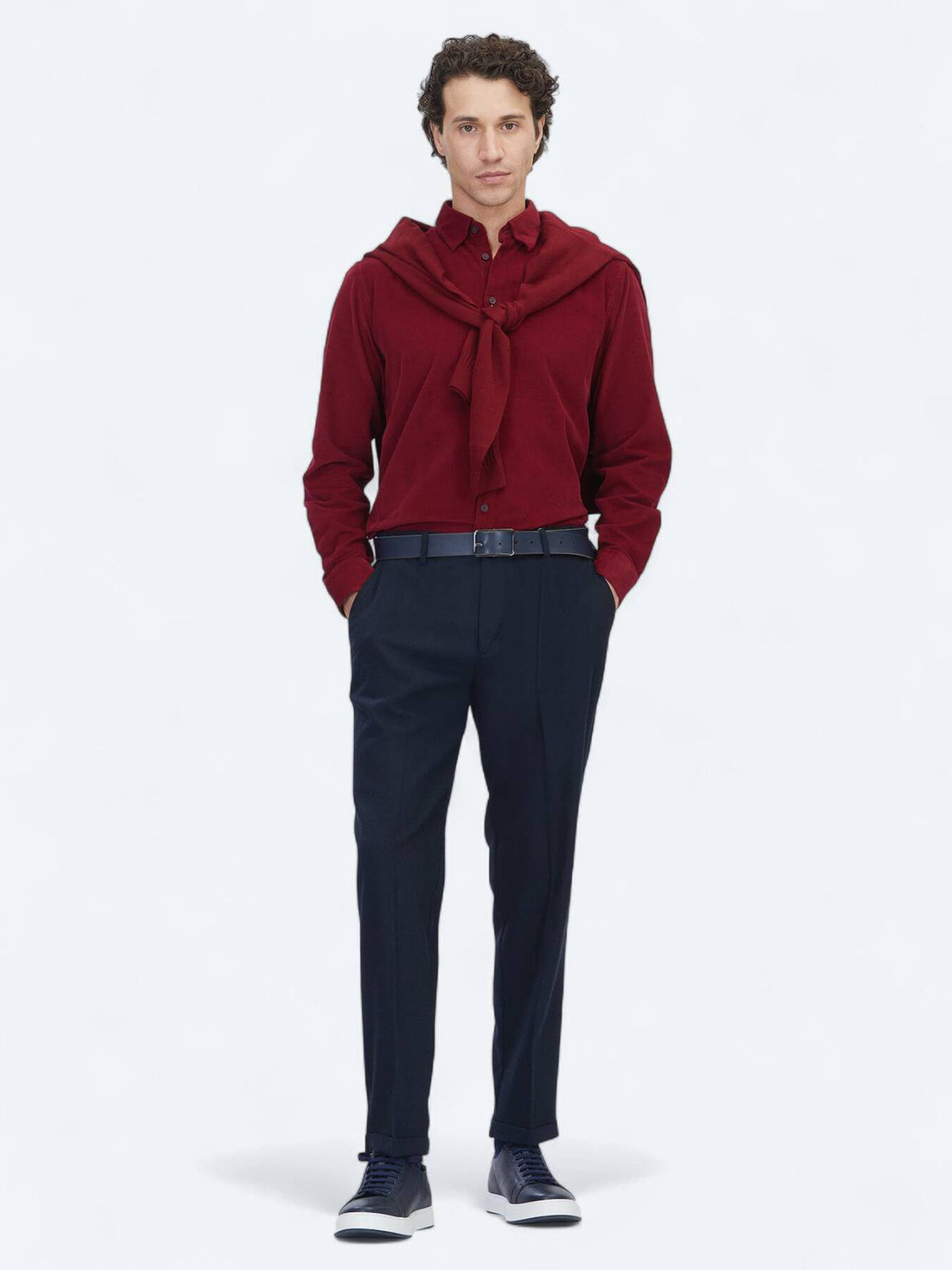 Rot gestreiftes Regular Fit Casual Hemd 100% Baumwolle