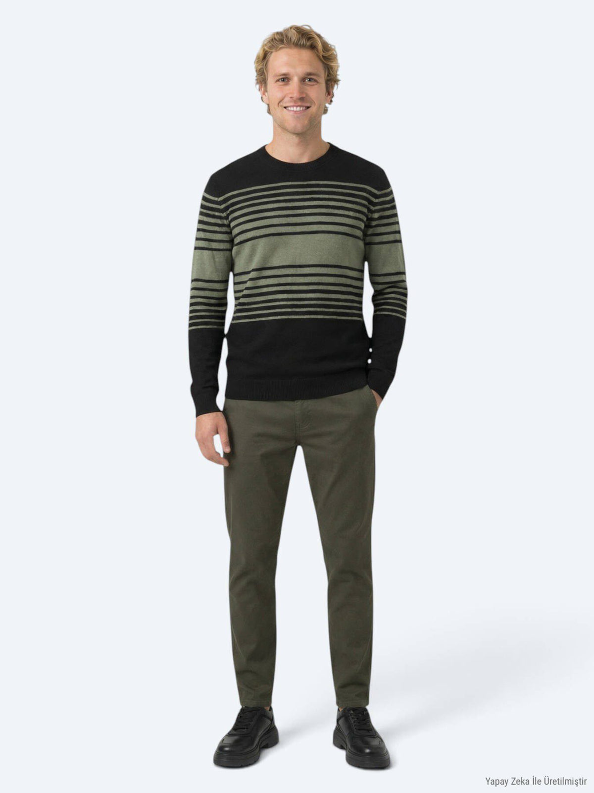 Schwarzes Strick-Sweatshirt