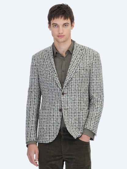 Khaki gemusterte moderne Wolljacke