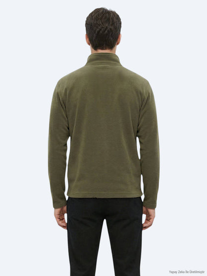 Khaki Rollkragen Sweatshirt schlicht