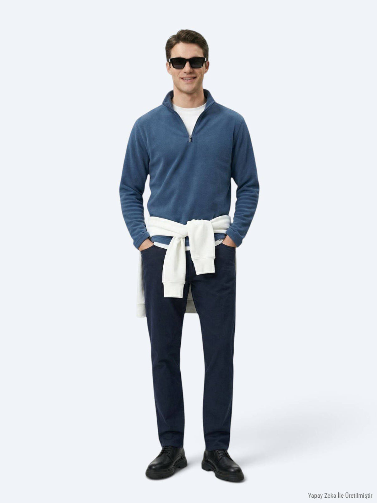 Indigo Rollkragen Sweatshirt unifarben