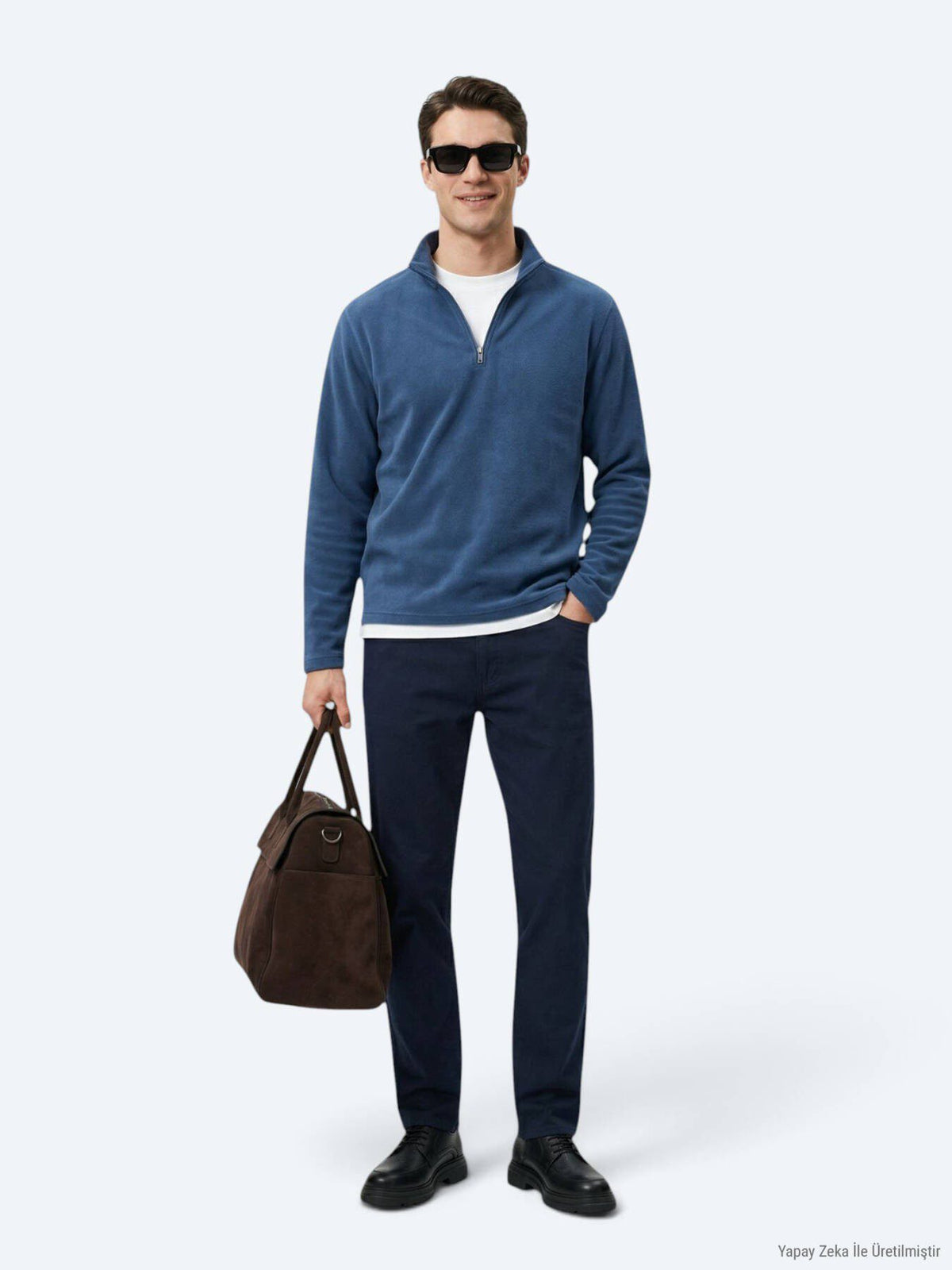 Indigo Rollkragen Sweatshirt unifarben