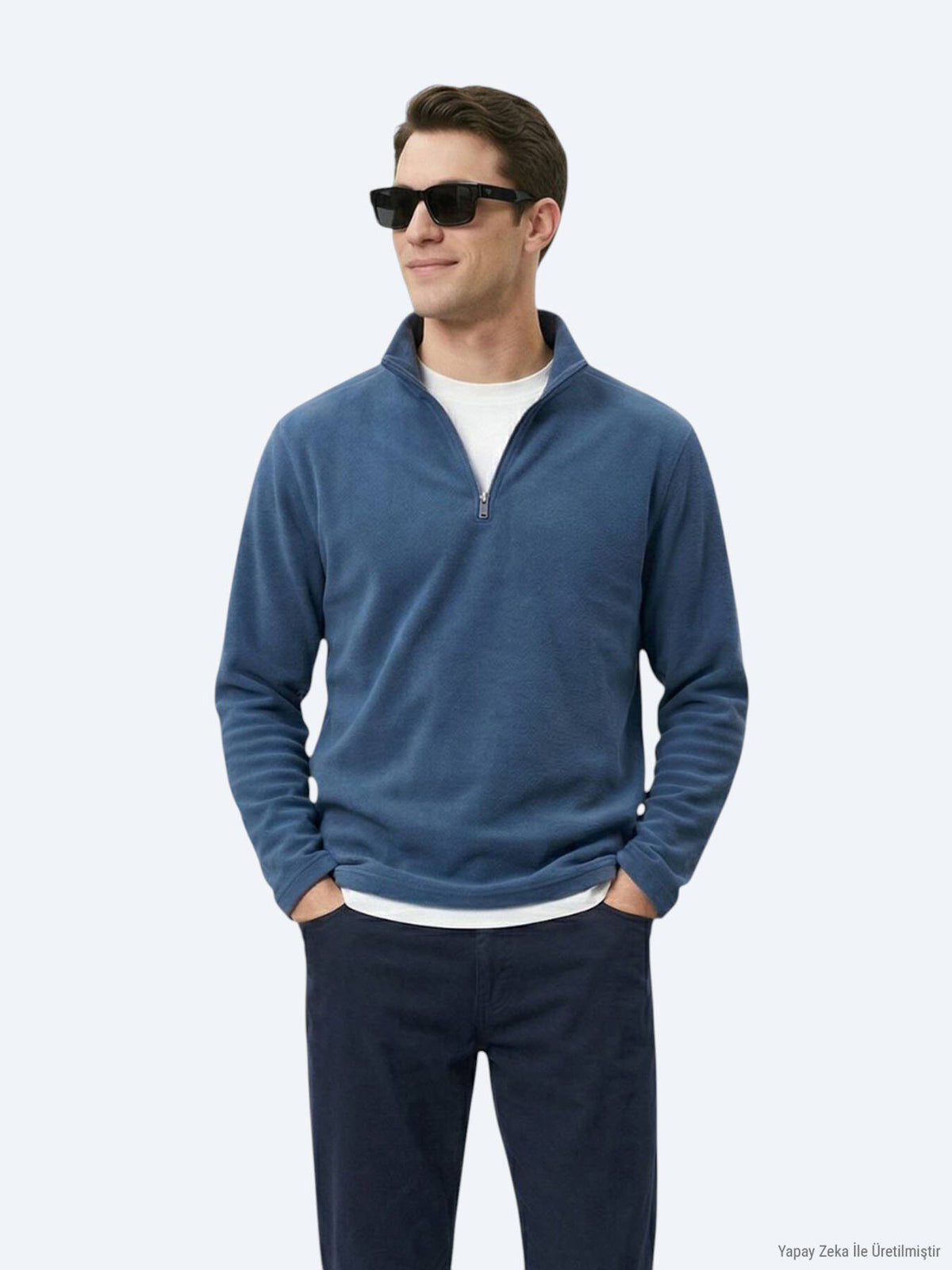 Indigo Rollkragen Sweatshirt unifarben