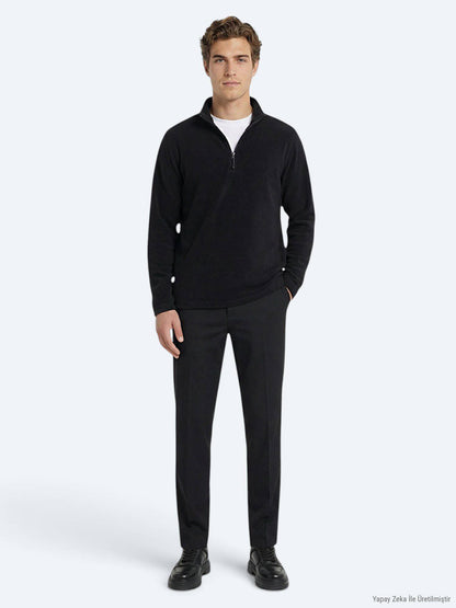 Schwarzer Rollkragen Sweatshirt Unifarben