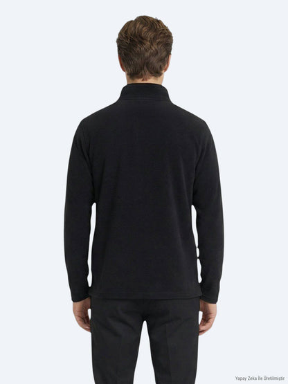 Schwarzer Rollkragen Sweatshirt Unifarben