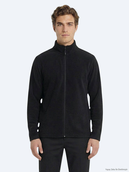 Schwarzer Rollkragen Sweatshirt Unifarben