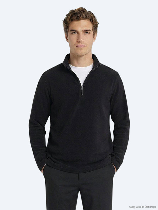Schwarzer Rollkragen Sweatshirt Unifarben