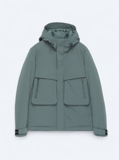 Khaki Regular Fit Kapuzen Freizeitjacke