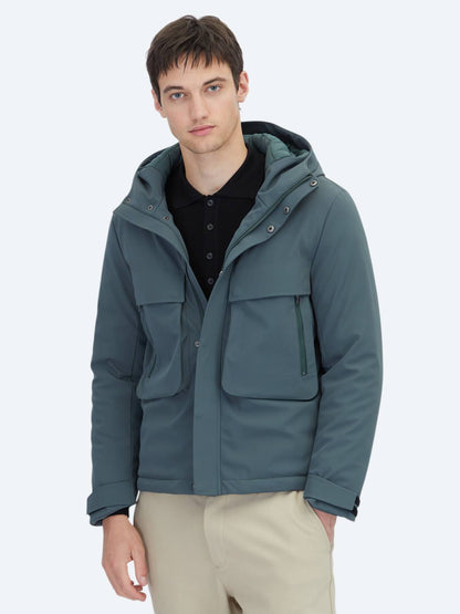 Khaki Regular Fit Kapuzen Freizeitjacke