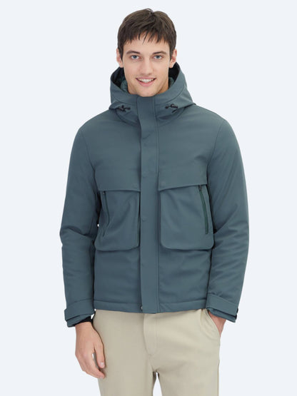 Khaki Regular Fit Kapuzen Freizeitjacke
