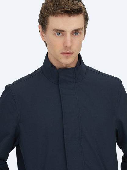 Marineblauer Oversize-Doppelreiher Regenmantel