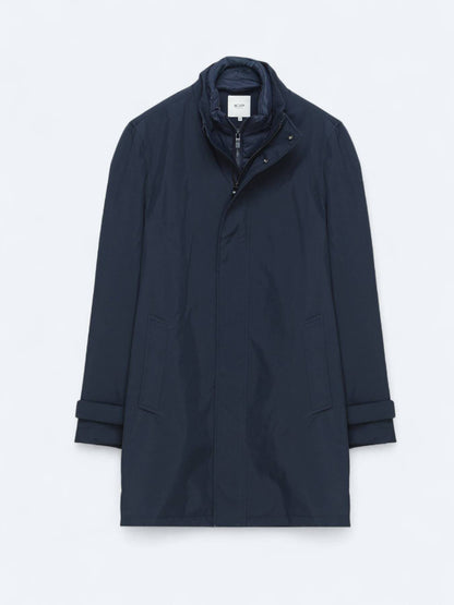 Marineblauer Oversize-Doppelreiher Regenmantel