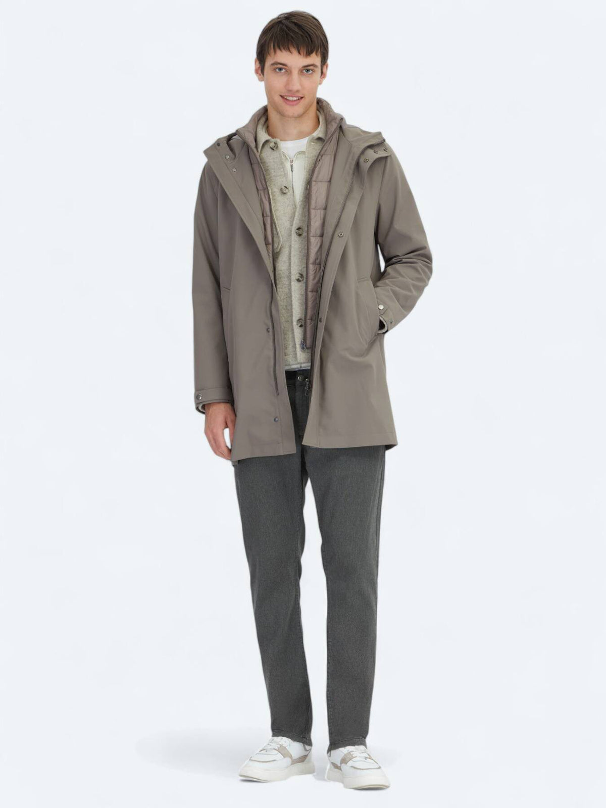 Khaki Oversize Doppelreiher Casual Regenmantel
