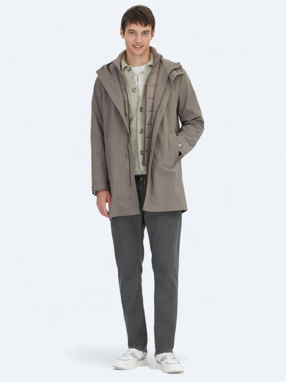 Khaki Oversize Doppelreiher Casual Regenmantel