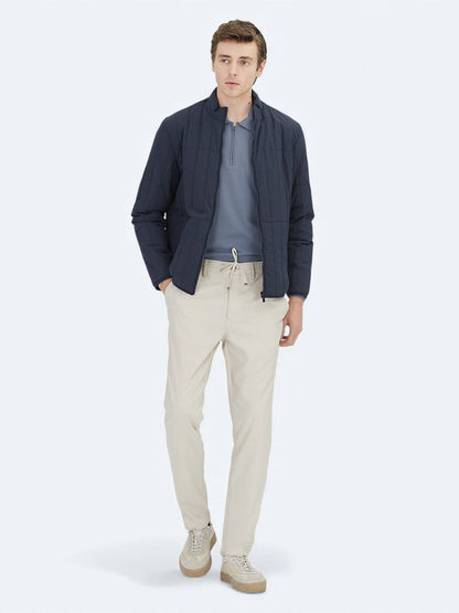 Marineblauer Regular Fit Rollkragenmantel
