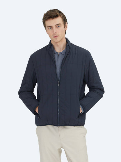 Marineblauer Regular Fit Rollkragenmantel