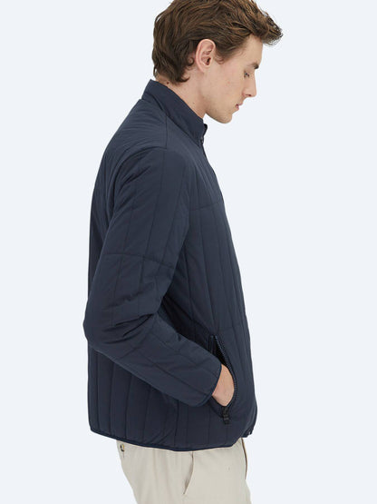 Marineblauer Regular Fit Rollkragenmantel