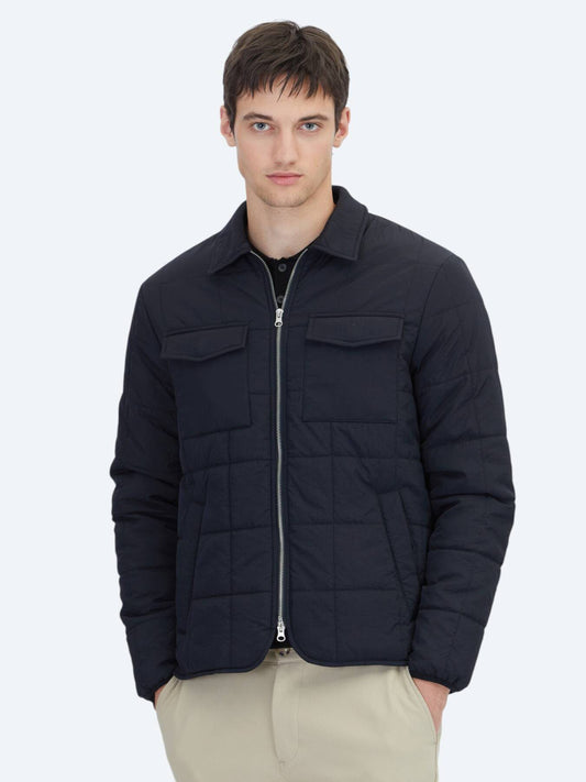 Schwarzer Regular Fit Rundkragen Freizeitmantel