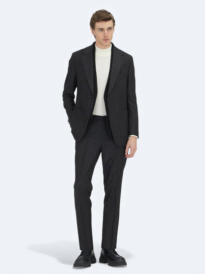 Kohle Unifarben Comfort Fit Anzug