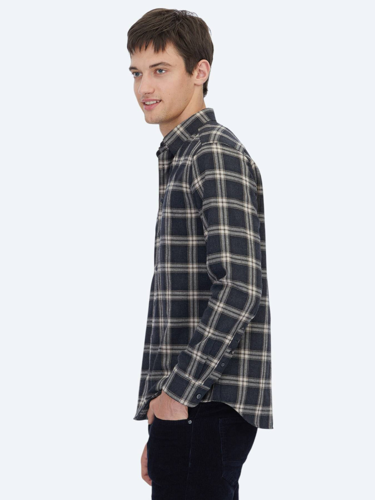 Kohlenstoff Regular Fit Casual Baumwollhemd