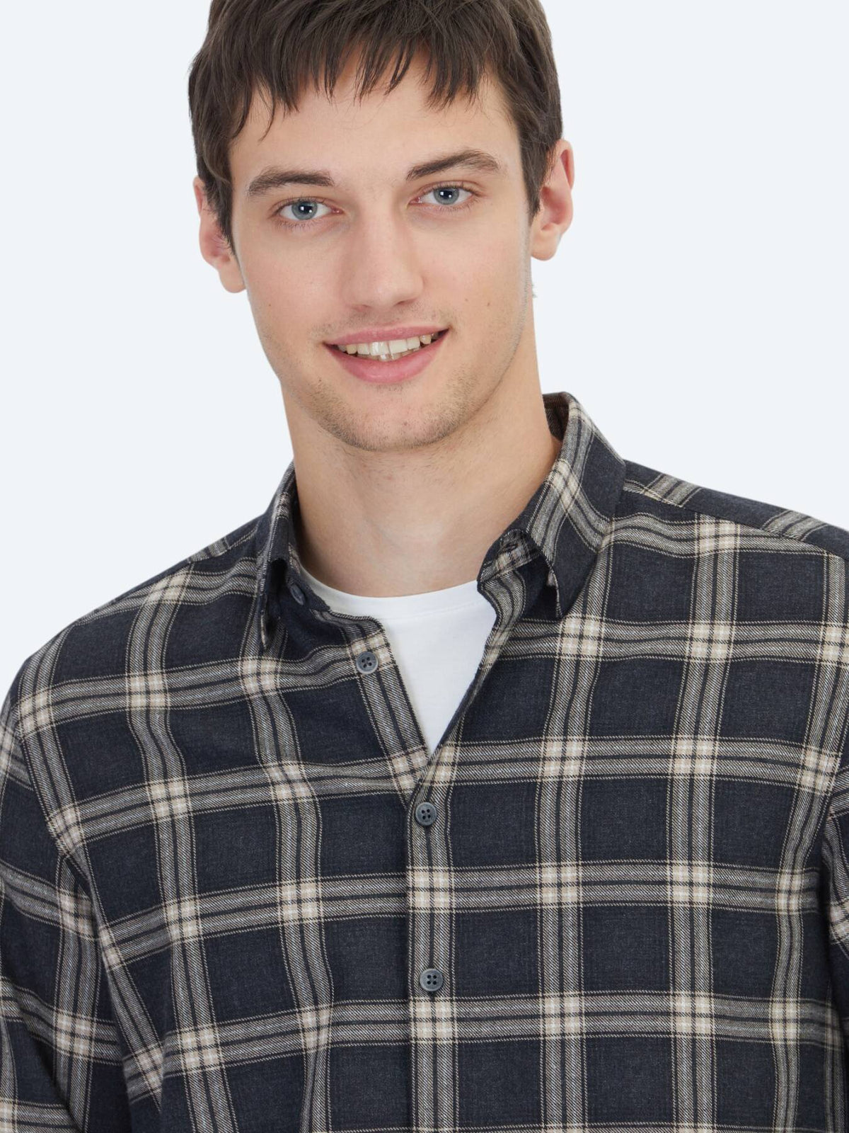 Kohlenstoff Regular Fit Casual Baumwollhemd