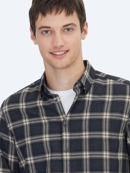 Kohlenstoff Regular Fit Casual Baumwollhemd