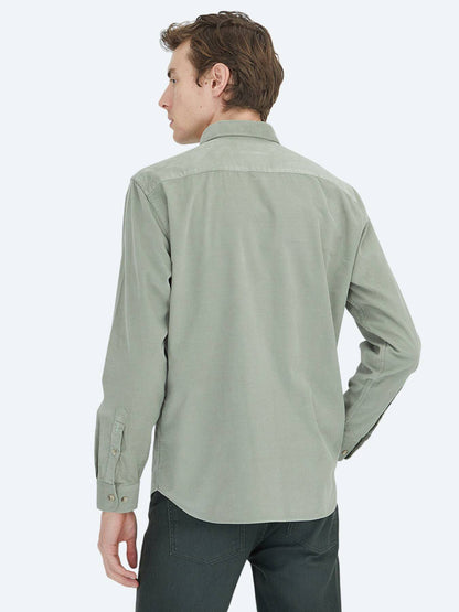 Mint gestreiftes Regular Fit Casual Hemd 100% Baumwolle