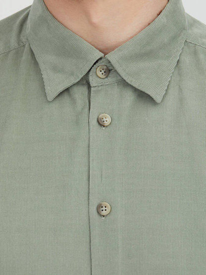 Mint gestreiftes Regular Fit Casual Hemd 100% Baumwolle