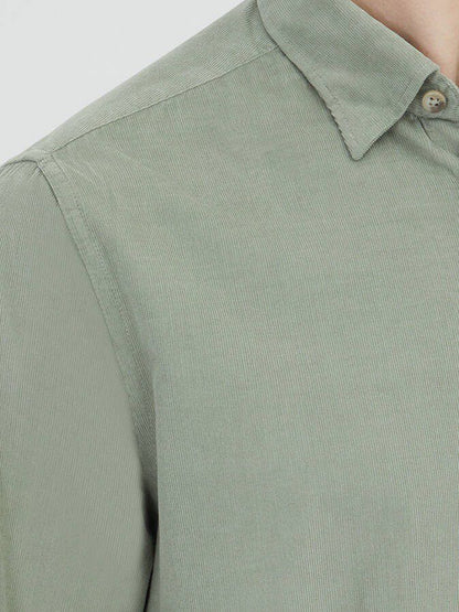 Mint gestreiftes Regular Fit Casual Hemd 100% Baumwolle