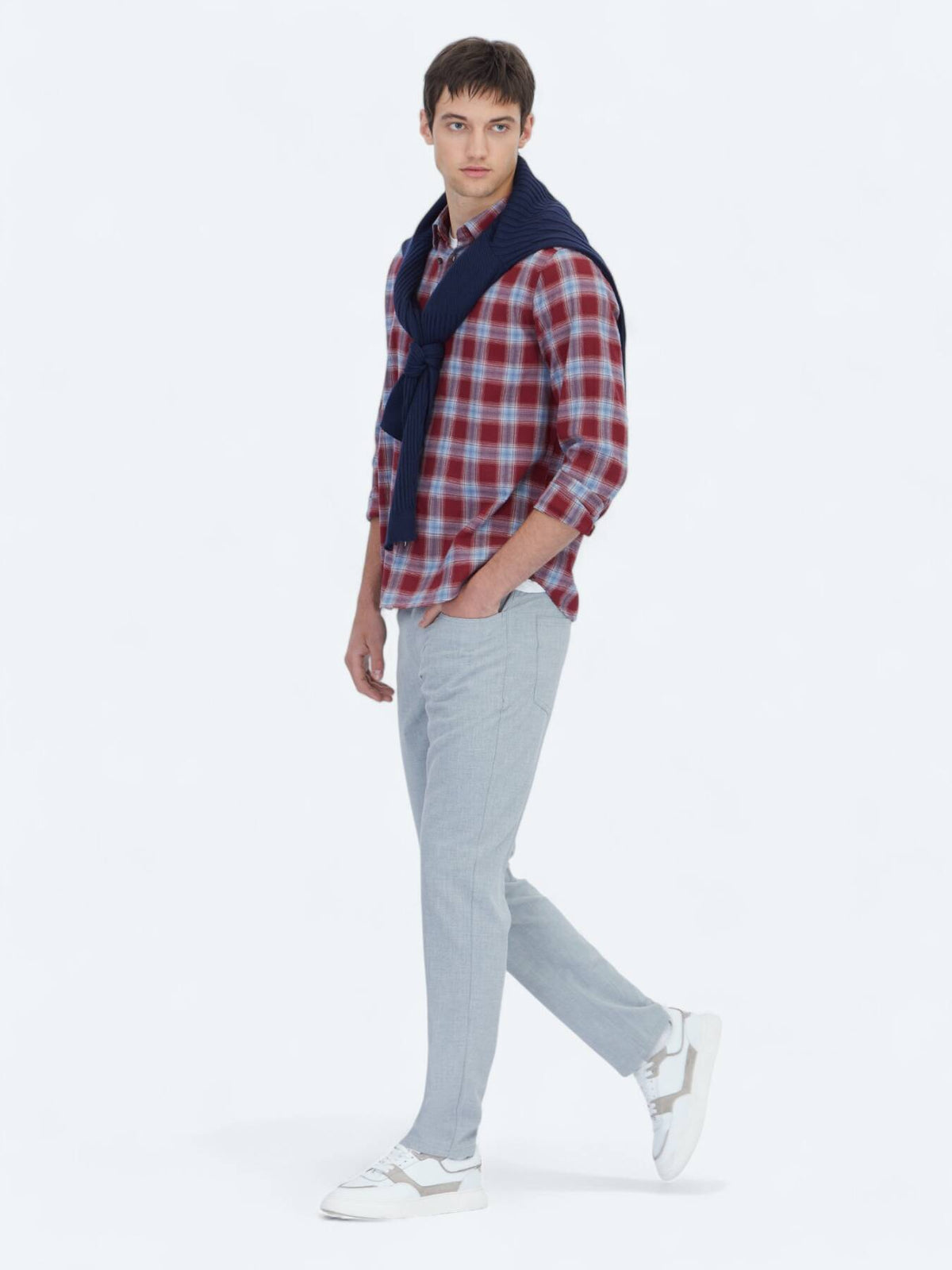 Burgunder Regular Fit Casual Hemd 100% Baumwolle