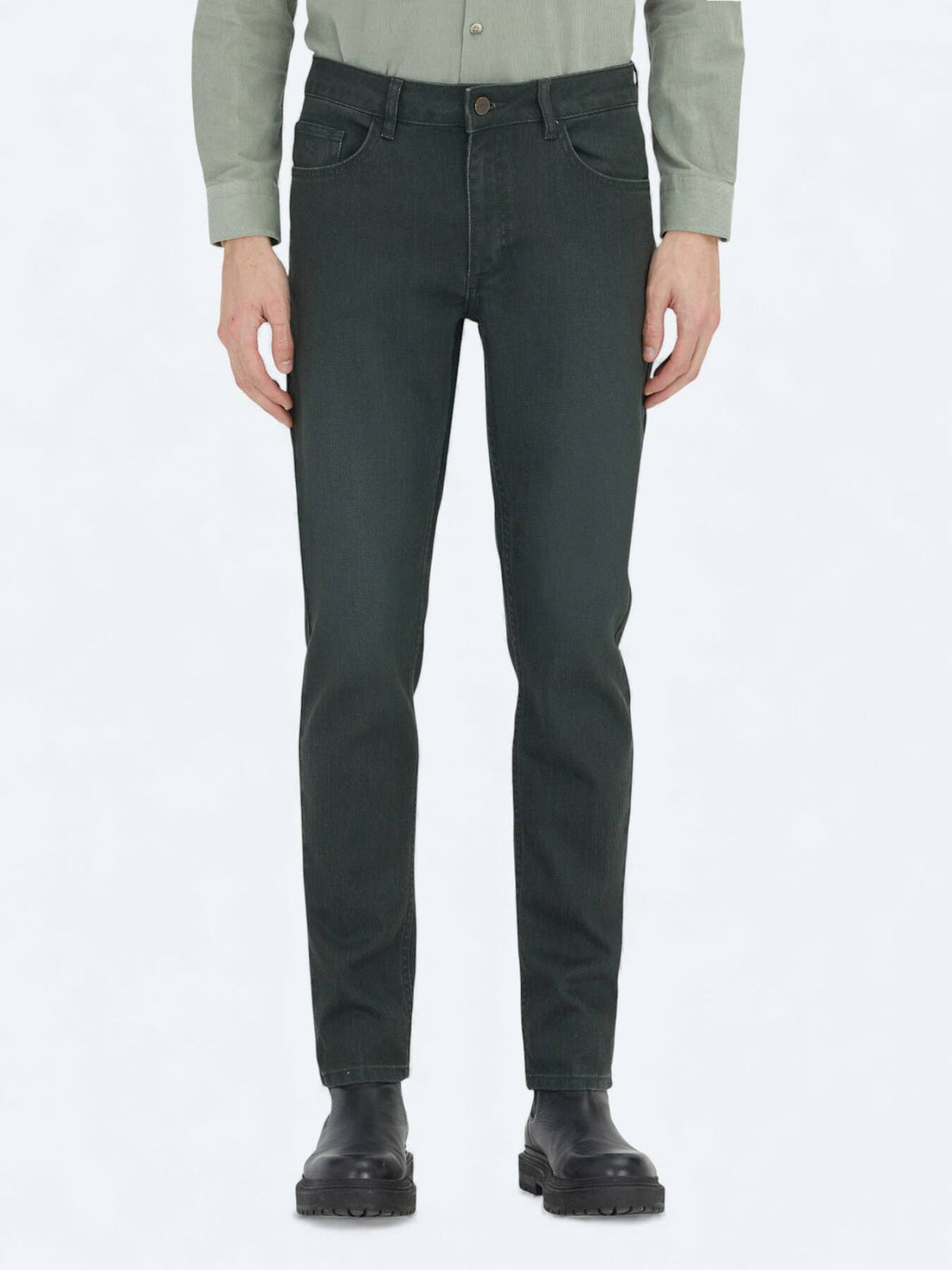 Khaki Weiche Denim Baumwollhose