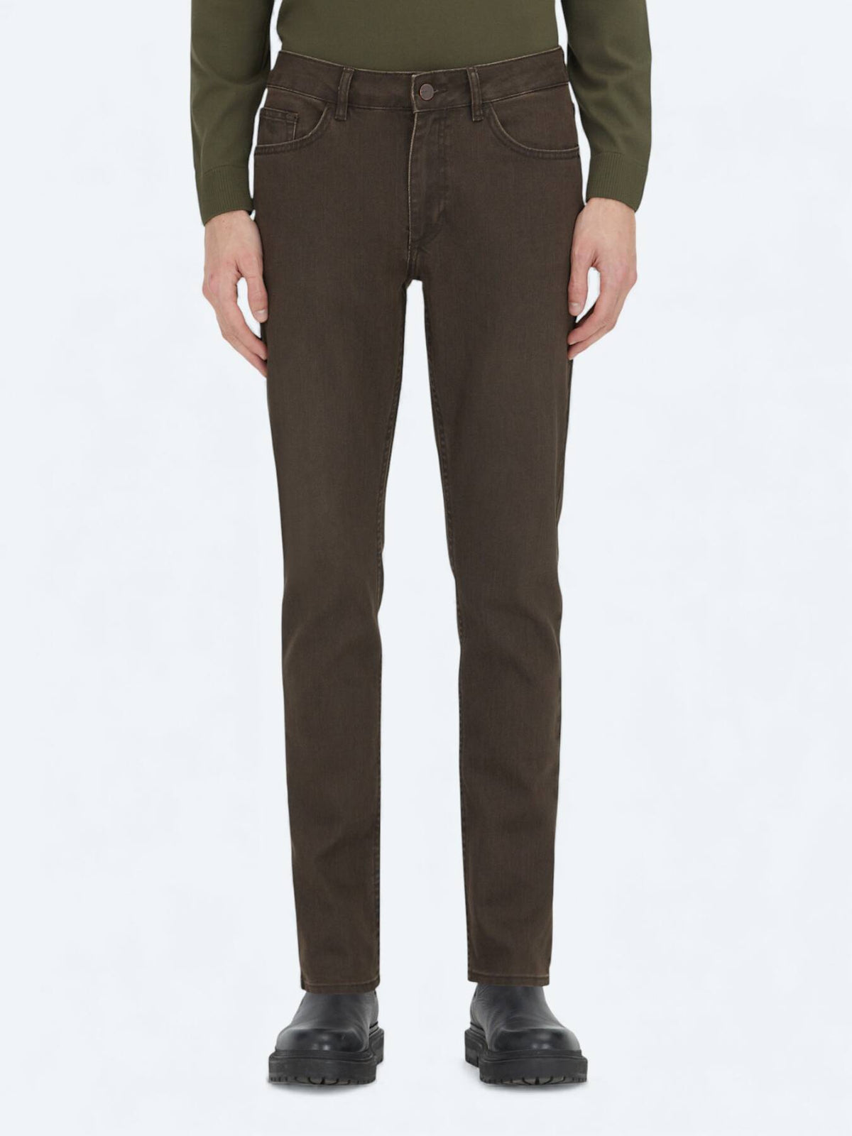 Braune Velours Slim Fit Jeans aus Baumwolle