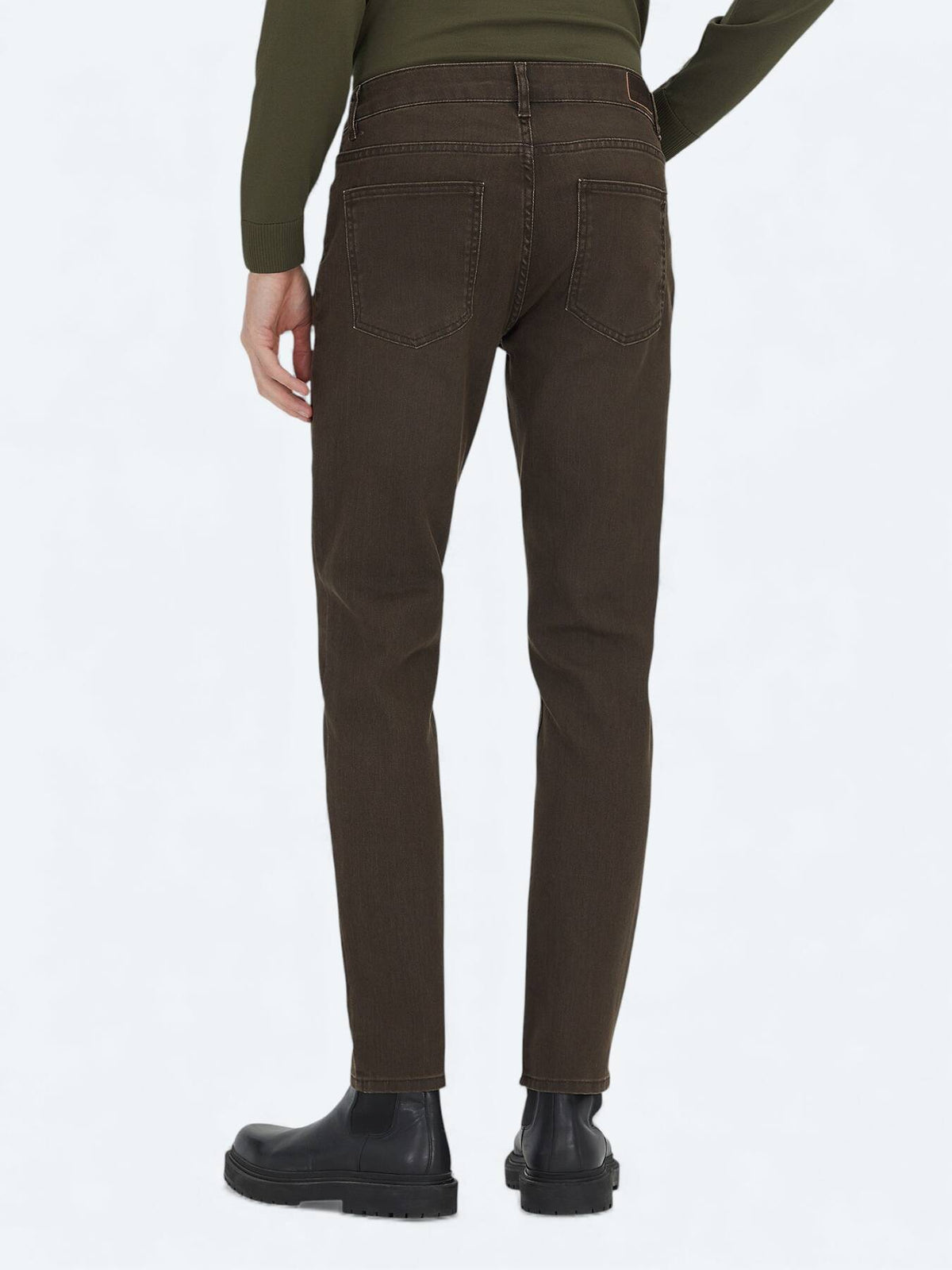 Braune Velours Slim Fit Jeans aus Baumwolle