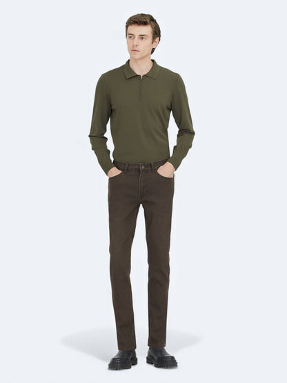 Braune Velours Slim Fit Jeans aus Baumwolle