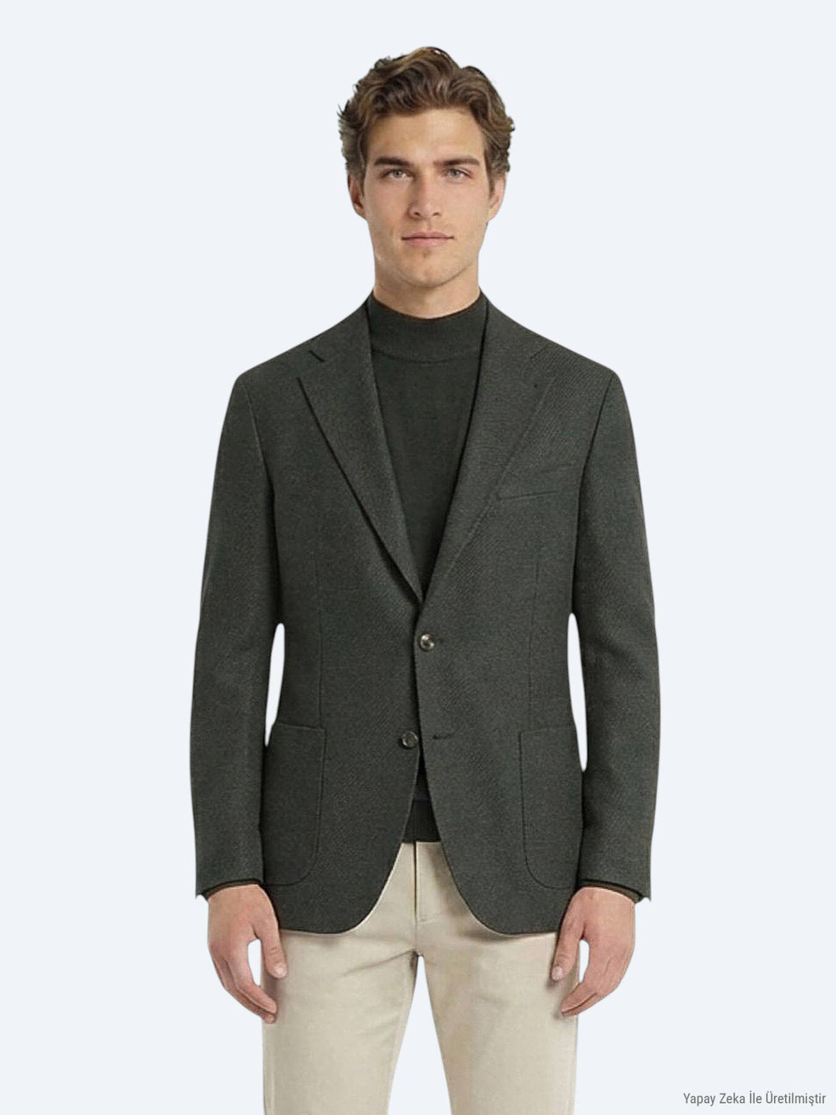 Khaki Modern Fit Wollmischjacke