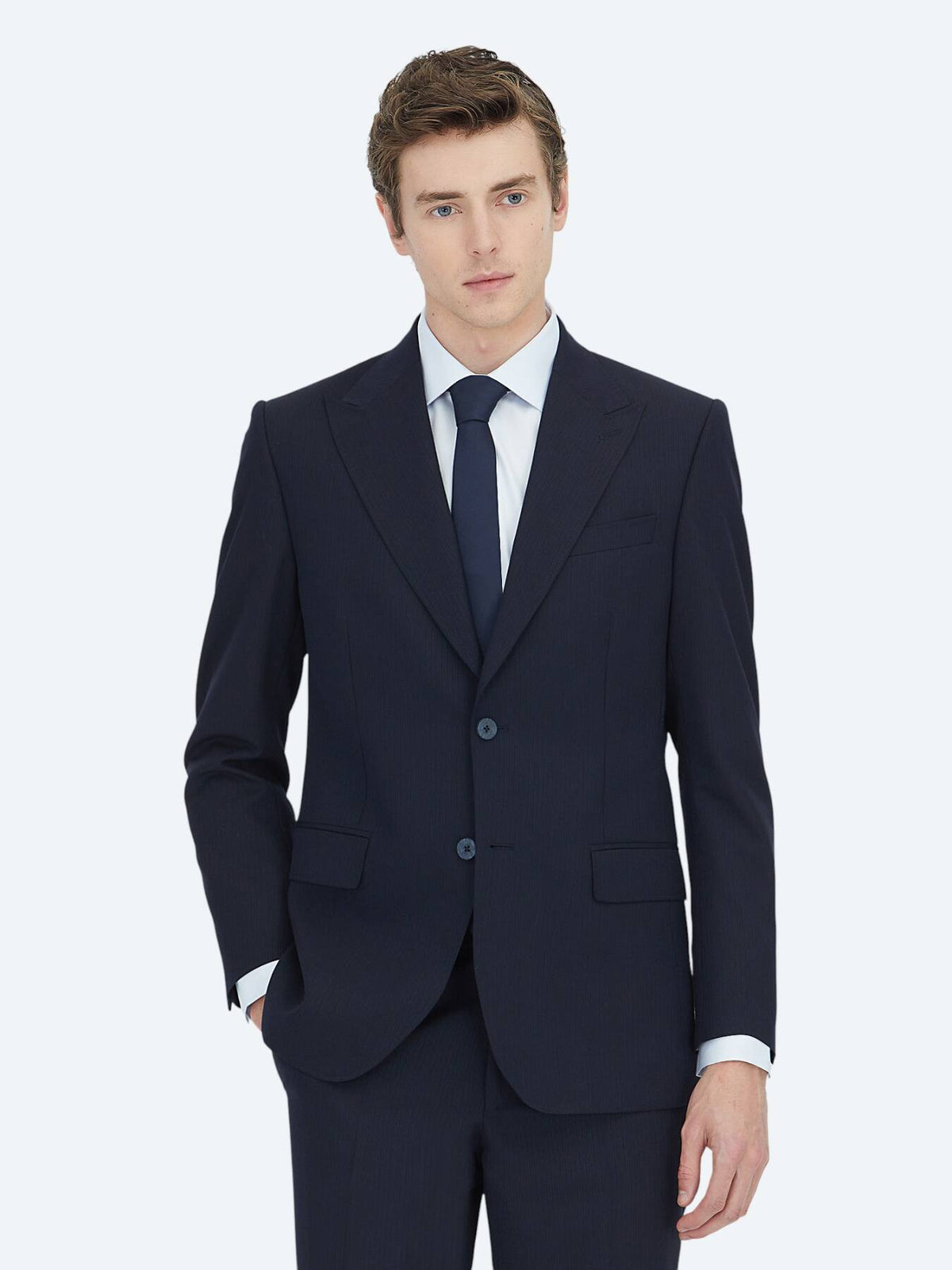 Marineblau Modern Fit Wollanzug