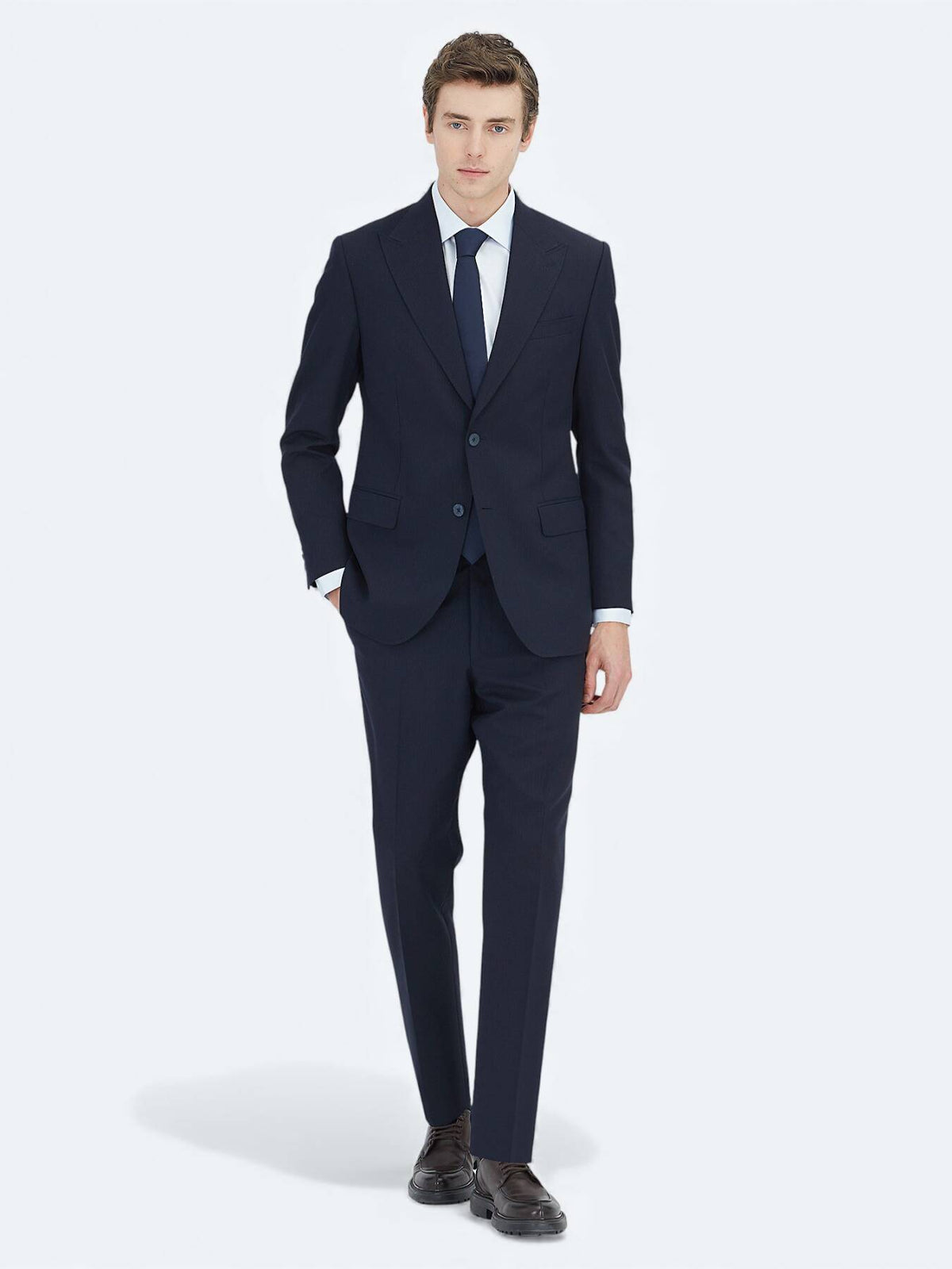 Marineblau Modern Fit Wollanzug