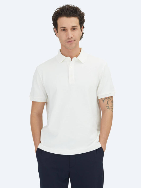 Ecru Polo-Shirt mit Stehkragen 100% Baumwolle