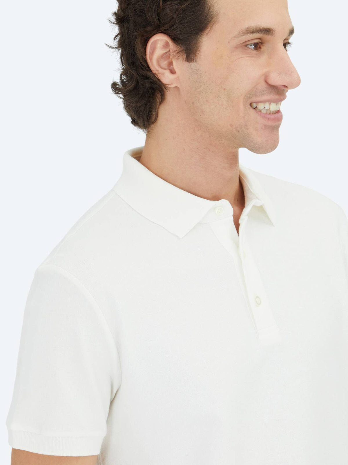 Ecru Polo-Shirt mit Stehkragen 100% Baumwolle