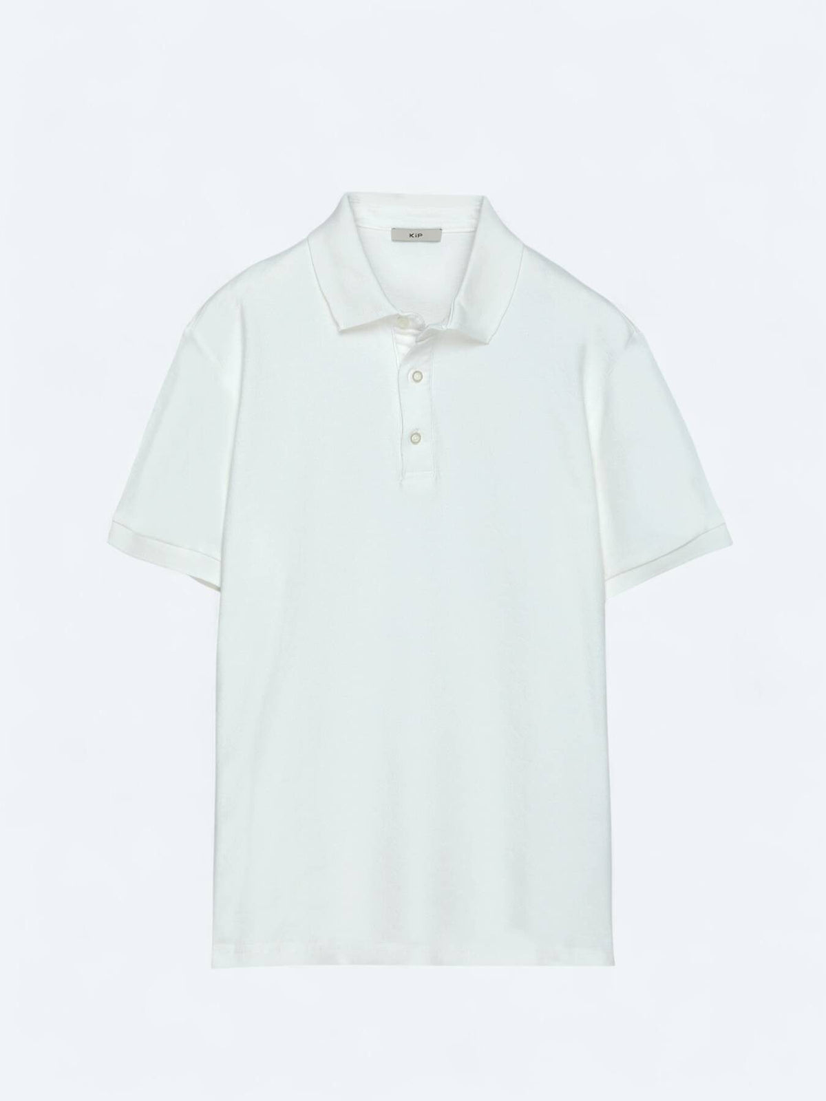 Ecru Polo-Shirt mit Stehkragen 100% Baumwolle